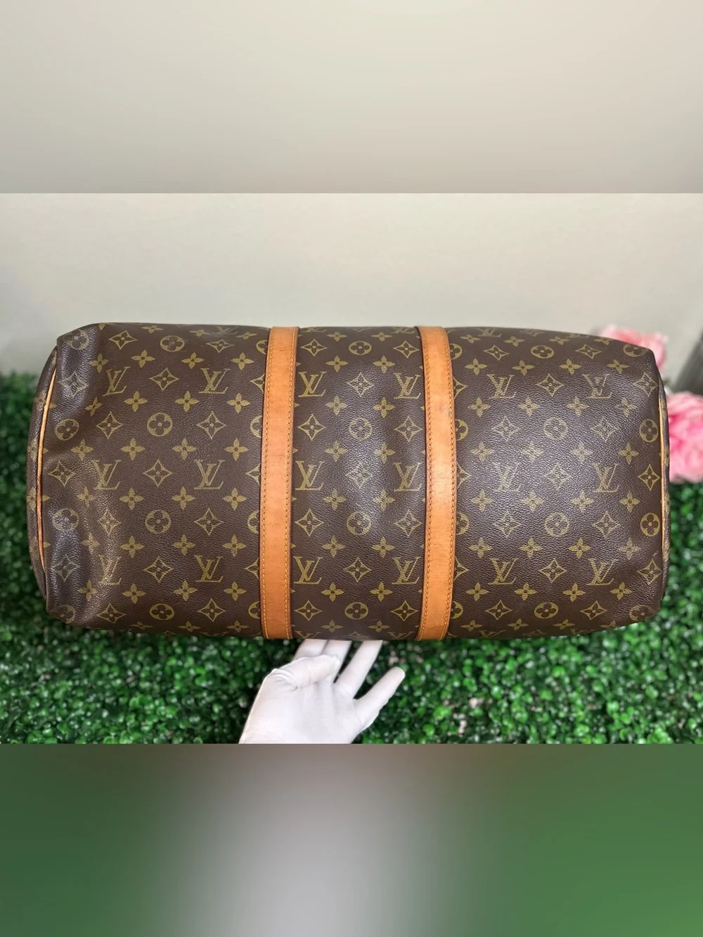 Louis Vuitton Keepall 50 Monogram Travel Bag w/ Luggage Tag, Handle Band & Strap